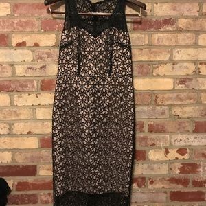 Ann Taylor Black & Pink Lace Cocktail Dress 0 XS